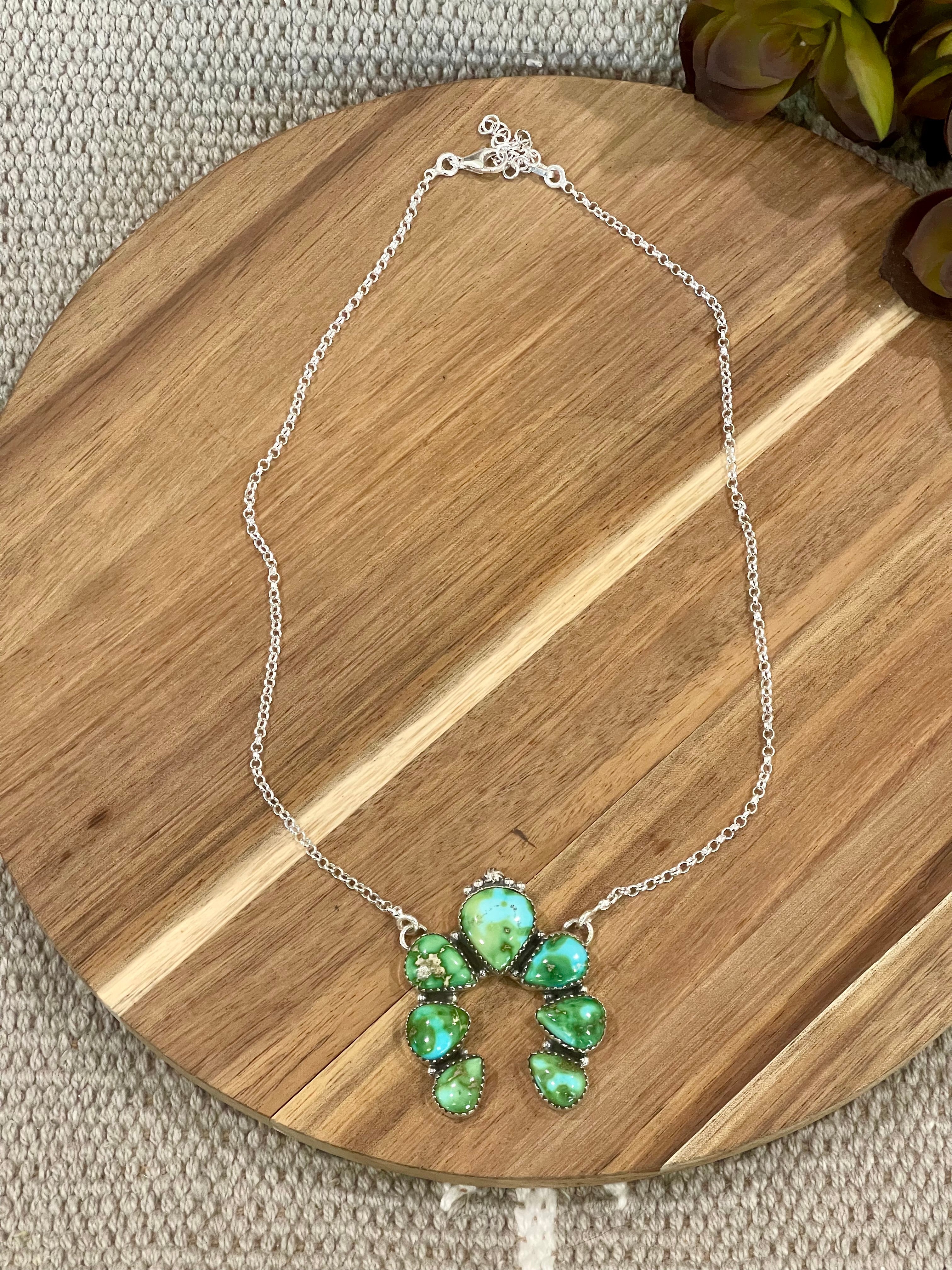 Handmade Sterling Silver & Sonoran Mountain Turquoise Naja Cluster Necklace